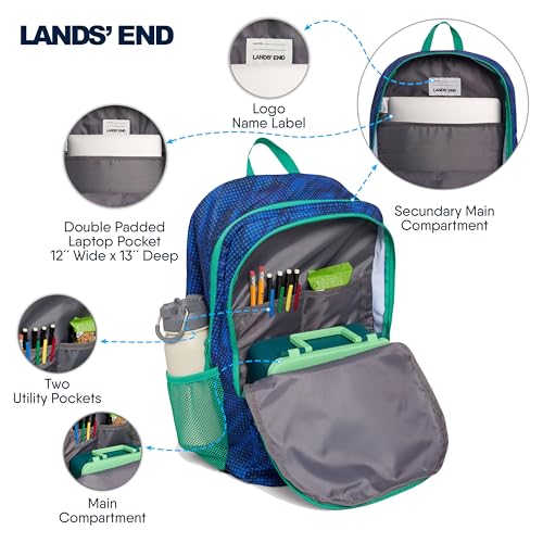 Lands' End Unisex Kids Large ClassMate Lightweight Durable Elementary School Backpack, Bright Blue - color: Bright Blue