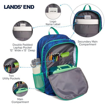 Lands' End Unisex Kids Large ClassMate Lightweight Durable Elementary School Backpack, Bright Blue - color: Bright Blue