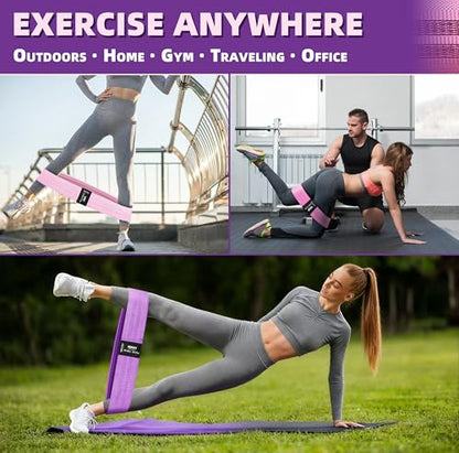 Fabric Resistance Bands,5 Non-Slip Fabric Workout Bands,Booty Bands for Women & Men, Elastic Exercise Bands for Legs, Glutes, Hips & Thighs, Home Fitness & Gym - color: Pink 4-Pack