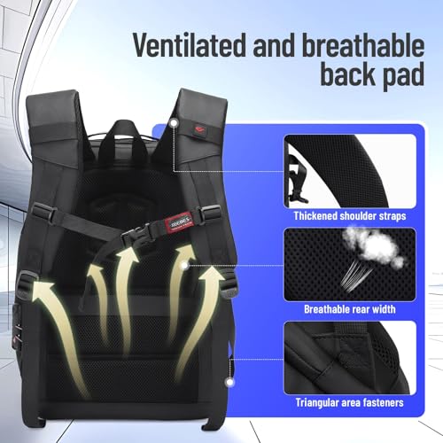 40L Laptop Backpack, Carry-On Weekender Bag with USB Port & TSA Lock, 17.3 Inch Business Travel Backpack for Men, Expandable Overnight Bag with Large Capacity & Flight Approved Design - color: 20174-black