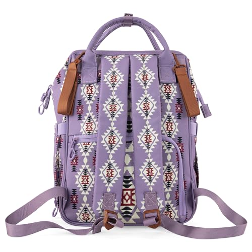 Wrangler Aztec Backpack Organized Daypack Travel Baby Bag with Stroller Strap and Side Bottle Pockets WG2204-9110LV - color: Angel Lavender