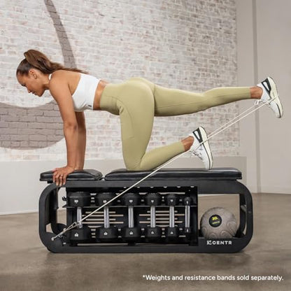 Centr Workout Bench Press, Fusion Bench - Multi-Purpose Adjustable Weight Bench with Storage Rack for Dumbbells, Bands, & Recovery Tools - Incline & Sit Up Bench for Home Gym Exercise
