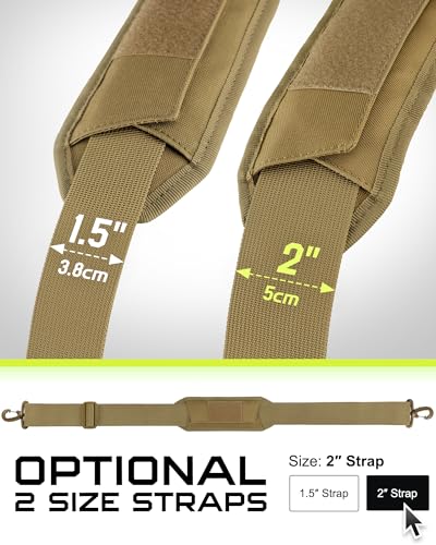 WYNEX Shoulder Strap Pad for Tactical Pouch, Universal Bag Strap with Detachable Thick Pad Single Shoulder Straps Replacement - color: Khaki, size: 2“ Strap