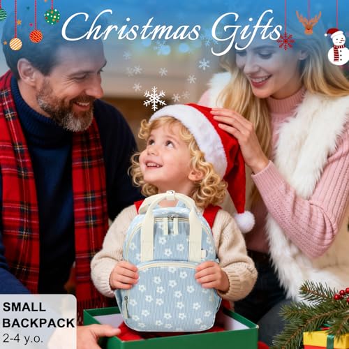 Bluboon Toddler Backpack for Girls Boys 2-4 Cute 12" Preschool Kindergarten Backpacks Kids Daycare Bags School Travel (White Flower-Blue, Age 2-4 (12" H not Fit A4 Folder)) - color: White Flower-blue, size: Age 2-4 (12" H not Fit A4 Folder)