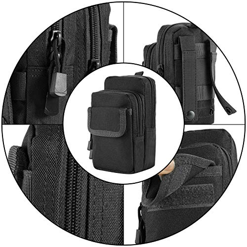 FRTKK 2 Pack Molle Pouches - Tactical Compact Water-Resistant EDC Pouch Bag Small Utility Pouch - color: 2 Pack-Black 2