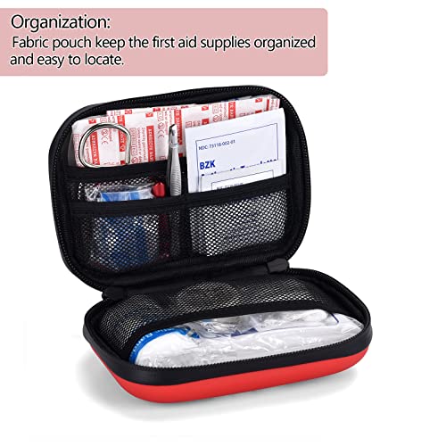 Besst Survivor Mini First Aid Kit -Small Waterproof Hard Shell Medical Kit with Compartments for Camping, Hiking, Car, Home, Office, School - Vehicle & Outdoor Emergency Medical Kit (Red) - size: Small