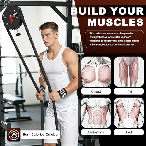 Endless Rope Trainer, Portable Pulley System with Adjustable Resistance, Home Gym Suspension Infinity Rope with 14 FT Closed-Loop, for Grip, Arms, Back, Body Coordination Exercises