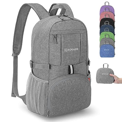 ZOMAKE Ultra Lightweight Packable Backpack 25L,Small Foldable Backpacks Hiking Water Resistant Collapsible Daypack for Women Men(Grey-C1) - color: Grey-c1, size: 25L