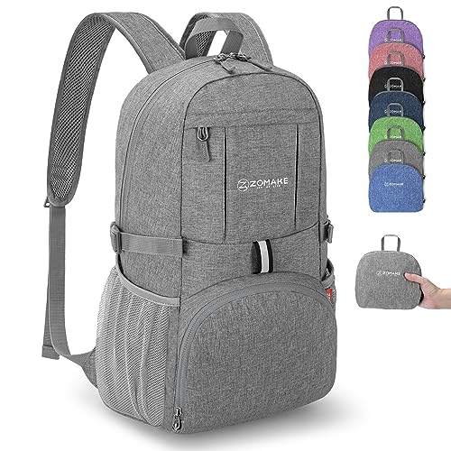 ZOMAKE Ultra Lightweight Packable Backpack 25L,Small Foldable Backpacks Hiking Water Resistant Collapsible Daypack for Women Men(Grey-C1) - color: Grey-c1, size: 25L