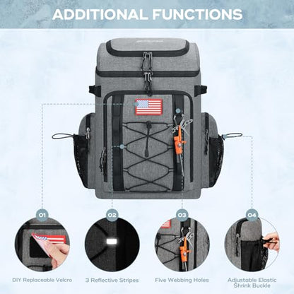 Maelstrom 35/50 Can Insulated Backpack Cooler, Leakproof Soft Lunch Ice Bag - color: Grey, size: 50 Can