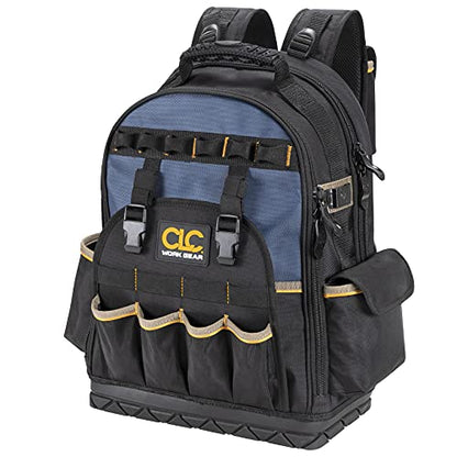 CLC Work Gear PB1133 38 Pocket Molded Base Tool Backpack, Black/Blue - style: Backpack