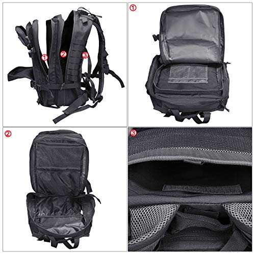 Prospo Military Tactical Backpack Large Fishing Tackle Backpack 3 Day Assault Survival Pack Molle Bag for Men - color: Black