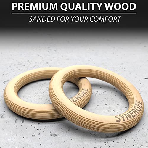 Synergee Wood Olympic Gymnastics Rings with Numbered Straps