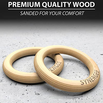 Synergee Wood Olympic Gymnastics Rings with Numbered Straps