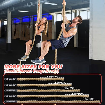 Climbing Rope Gym Workout - 1.5inch Diameter with 10FT 15FT 20FT 30FT 40FT Gym Climb Rope Heavy Duty Workout Exercise Ropes for Adults Indoor Outdoor Strength Training - style: 1.5 Inch-20ft