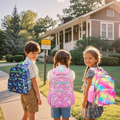 RHCPFOVR Kids Backpack for Girls - Girls Backpack 3-8 Ages Unicorn for Kids 15 Inch School Bookbag for Kindergarten Elementary School Bookbag for Girl 1st 2nd Grade - style: Pink Unicorn