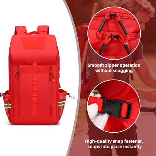 First Aid Backpack Empty Medical Bag,Emergency Bag,Medical Supplies Backpack for Nursing Student,Therapist,Doctors - color: Red