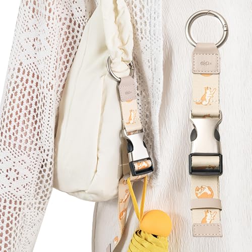 Add-a-Bag Luggage Strap, Adjustable Travel Carry Strap with Ring Hooks & Buckle, Heavy-Duty Bag Holder & Jacket Gripper, Luggage Straps/Luggage Belt, Travel Clip for Carry-On Suitcase & Backpack - color: Orange Tabby