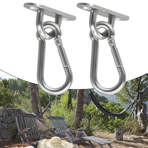 Steel Ceiling Wall Hook Anchor Hanger Yoga Swing Suspension Straps, Gym Brackets Indoor Outdoor Use, 2 Pack Silver