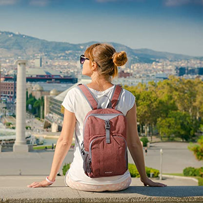 G4Free Mini 10L Hiking Daypack Small Hiking Backpack Cycling Compact Shoulder Backpack Outdoor for Men Women - color: Brick Red