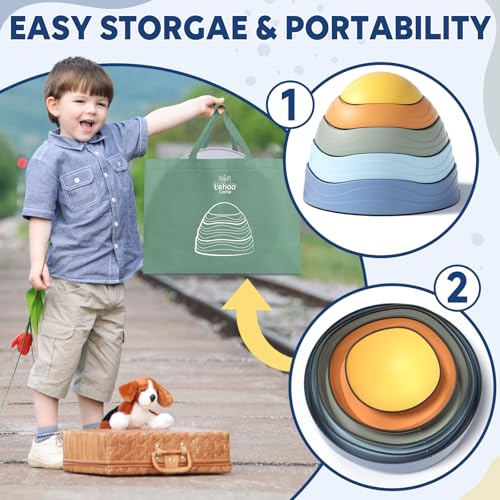 Lehoo Castle Stepping Stones for Kids, Non-Slip Toddler Stepping Stones, Indoor & Outdoor Sensory Toys for Toddlers 1-3, Balance Board Obstacle Course for Kids 3-5 - style: Classic