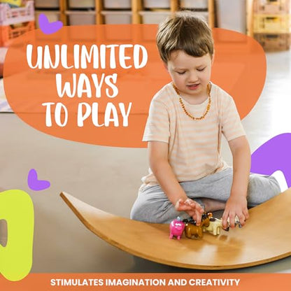 Ultimate Wooden Wobble Balance Board for Kids by bagacootha – Wooden Toddler Toys & Kids Rocker for Endless Play & Imagination | 32" Wobble Balance Board with Felt Base. - color: Blue