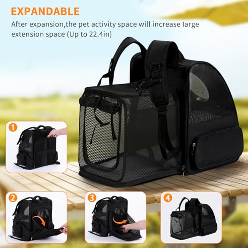 Dogs Backpack Carrier, Expandable Cat Carrier Backpack,Breathable Bubble Pet Backpack for Cat,Kitten and Small Puppy, Large Space,Portable Bags Foldable Cat Backpack for Traveling,Hiking(Black) - color: 02-Black