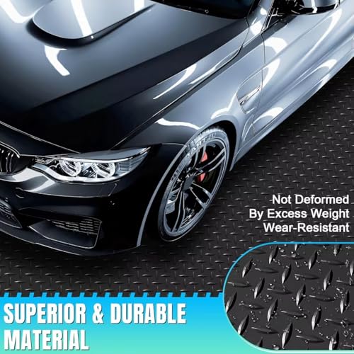 Heavy Duty Diamond-Plate Rubber Flooring Roll 4x10 FT, Multi-Purpose Waterproof Anti-Slip Floor Mat, Easy to Clean Under Equipment, Mats for Garage, Gym, Stable, Basement, Kennel - size: 4 ft x 10 ft x 0.1 in