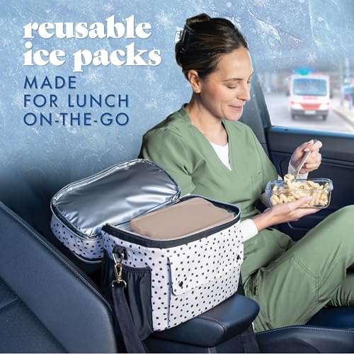 Cool Coolers by Fit & Fresh 4 Pack XL Slim Ice Packs, Quick Freeze Space Saving Reusable Ice Packs for Lunch Boxes or Coolers - color: Taupe (4 Pack)