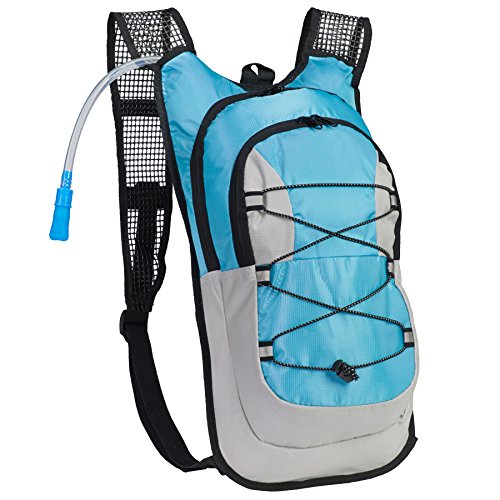 Black Mountain Products Hydration Pack - 2 Liter Water Bladder with Extra Large Storage Compartment - color: Blue