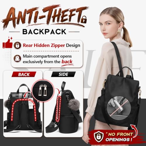 CHERUTY Women Backpack Purse Nylon Anti-theft Fashion Casual Lightweight Travel Shoulder Bag - size: Medium