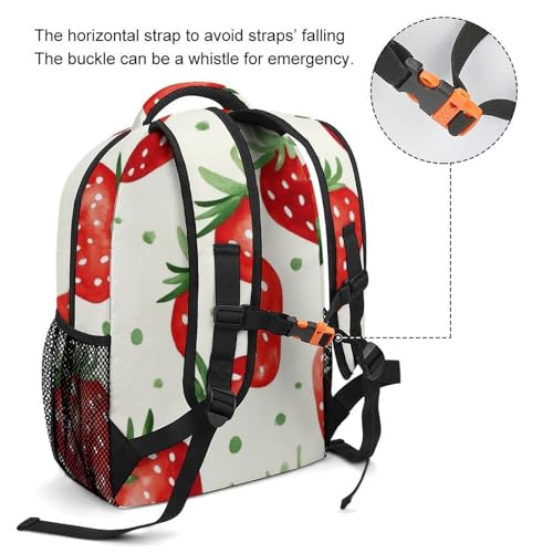 Men's Portable Backpack Lightweight Bookbag Strawberry Fruit Large Laptop Backpack with Adjustable Strap Casual Daypack for College Office - color: Color(538)