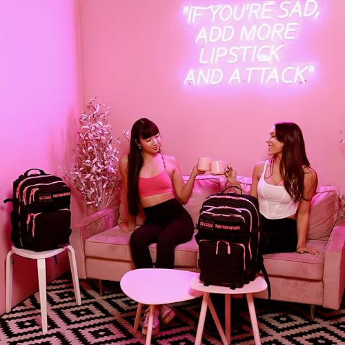 WOLFpak 35L Tactical Gym Backpack (Black Neon Pink) Durable 1000D Waterproof Oxford Material with MOLLE Webbing, Laptop Pocket & Dual Cup Holders, Durable Fitness/Travel/Military Daypack - color: Black Neon Pink