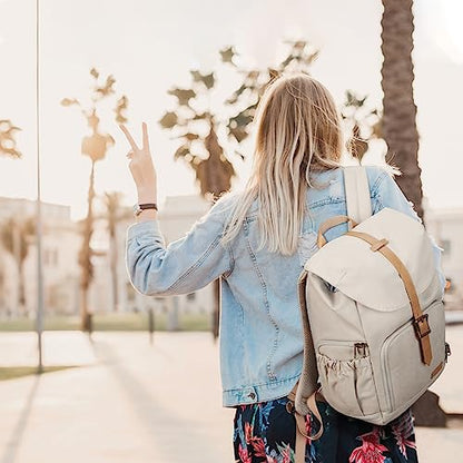 BAGSMART Camera Backpack, DSLR Camera Bag Backpacks for Photographers, Waterproof Anti-Theft Photography Backpack with 15 Inch Laptop Compartment & Tripod Holder, Ivory White - color: A-ivory White[single Buckle]