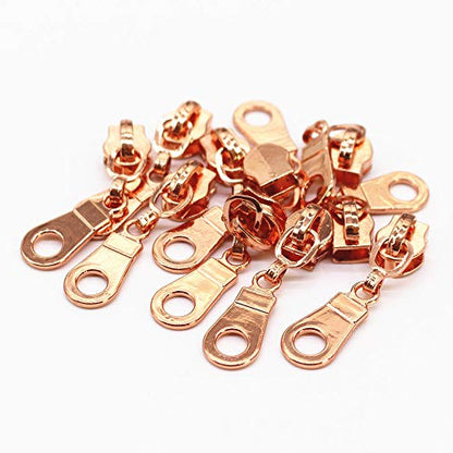 YaHoGa 50PCS #5 Rose Gold Pulls for Nylon Coil Zippers - Zipper Sliders for Luggages, Purses, Bags - Bulk - color: Rose Gold