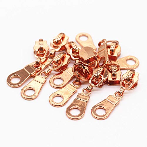 YaHoGa 50PCS #5 Rose Gold Pulls for Nylon Coil Zippers - Zipper Sliders for Luggages, Purses, Bags - Bulk - color: Rose Gold