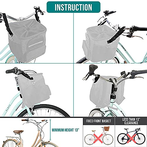 PetAmi Dog Bike Basket, Soft-Sided Ventilated Dog Bike Carrier Backpack, Pet Bicycle Basket for Bike Handlebar, Small Medium Puppy Cat Kitten Car Booster Seat with Safety Strap, Max 18 lbs, Dark Gray - color: Dark Gray