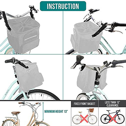 PetAmi Dog Bike Basket, Soft-Sided Ventilated Dog Bike Carrier Backpack, Pet Bicycle Basket for Bike Handlebar, Small Medium Puppy Cat Kitten Car Booster Seat with Safety Strap, Max 18 lbs, Dark Gray - color: Dark Gray