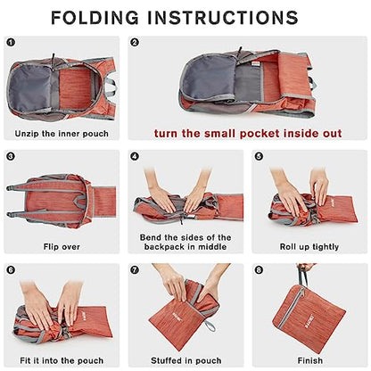 G4Free 10L Hiking Backpack Small Travel Hiking Daypack Lightweight Packable Backpack Casual Foldable Shoulder Bag - color: Red