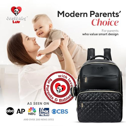 Large PU Leather Diaper Bag Backpack Set (3-Piece) – Baby Bag with Large Changing Pad, Insulated Warm/Cool Bottle Pockets Organization, Newborn Essentials Travel Gift for Mom & Dad, Best Baby Shower