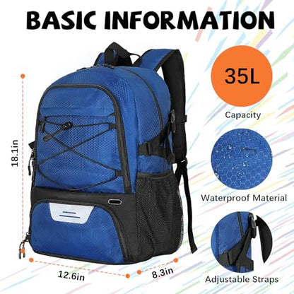 Goloni 35L Basketball Bag,Basketball Backpack with Shoe and Ball Compartment,Backpack for Soccer, Volleyball - color: dark blue