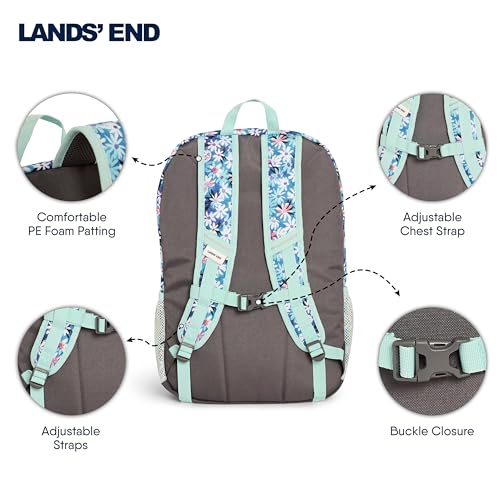 Lands' End Unisex Kids Large ClassMate Lightweight Durable Elementary School Backpack, Peacock - color: Peacock