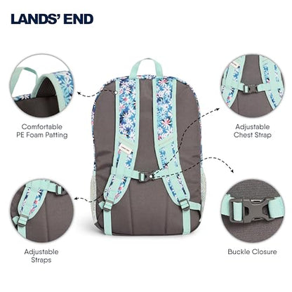 Lands' End Unisex Kids Large ClassMate Lightweight Durable Elementary School Backpack, Peacock - color: Peacock