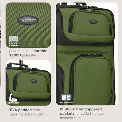 U.S. Traveler Rio Lightweight Softside Rolling Carry-on Suitcase, 2-Wheel Single, Green - color: Green, size: 21"