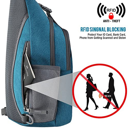 G4Free Sling Bag for Men and Women, RFID Blocking Crossbody Bag, Lightweight Sling Backpack for Travel, Hiking, Walking and Daily Use - color: Navy Blue