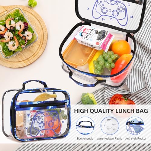 DIGOBAY 3PCS Cool Luminous Clear Backpack for Boys Kids, Gamer Clear Bookbag for School, See Through PVC Transparent Backpacks with Lunch Bag Pencil Case, Backpack Heavy Duty for School Stadium - color: Blue Lightning