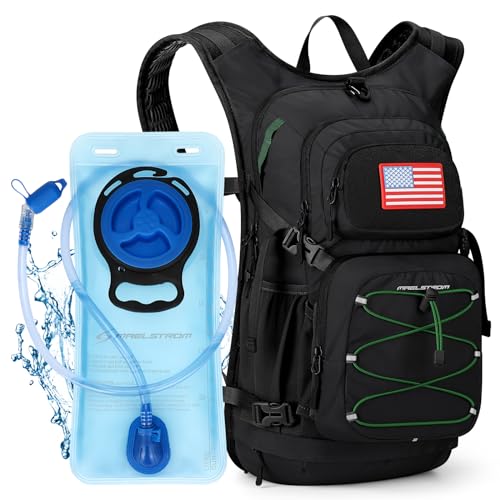 Maelstrom Hydration Hiking Backpack with 2L/3L Water Bladder, High Flow Bite Valve Water Backpack for Men Women Lightweight Insulation for Hiking, Cycling, Running, Climbing, Camping - color: 1.Black, size: 2L Bladder