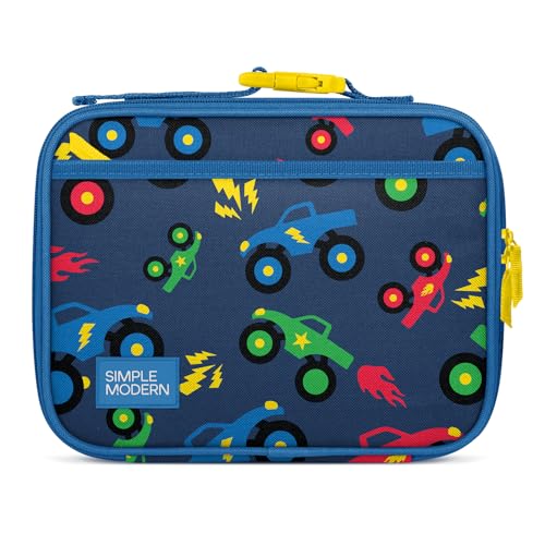 Simple Modern Kids Lunch Box for School | Reusable Insulated Lunch Bag for Toddler, Girl, and Boy | Meal Containers with Exterior & Interior Pockets | Hadley Collection | Monster Truck Rally - color: -Monster Truck Rally
