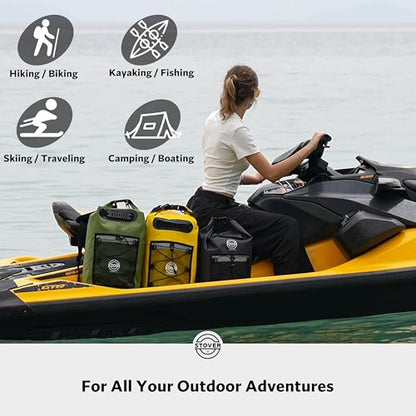 STOVER 5/10/25/30/40/55L Waterproof Dry Bag- Roll-Top Backpack w/Phone Case- Kayaking, Hiking, Camping, Boating- Men/Women - color: 25l Green (With Phone Case), size: 25L