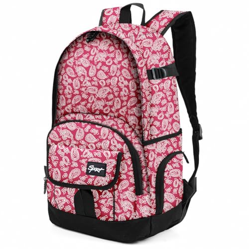 rickyh style School Backpack Travel Bag for Men & Women Lightweight College Back Pack with Laptop Compartmen - color: 04hongmao